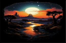 Desert Moonlit Journey Poster