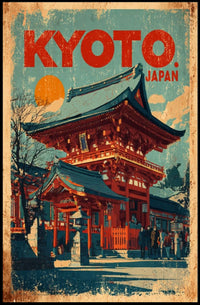 Kyoto, Japan Vintage Travel Poster
