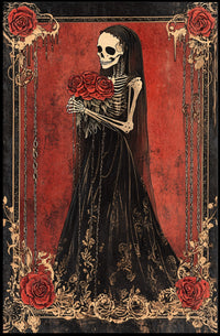 Skeletal Figure Red Roses Cultural or Heritage Poster