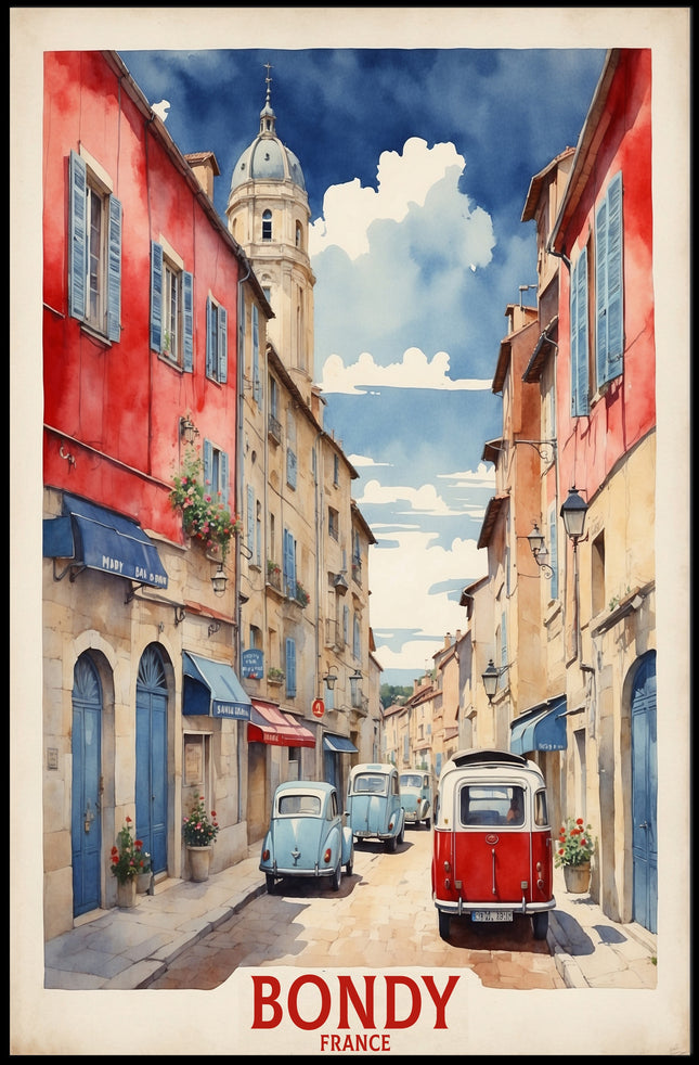 Charming Street Scene in Bondy France Urban or Cityscape Poster