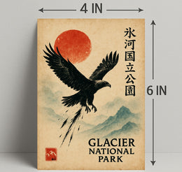 Vintage Glacier Park Poster with Japanese Artistic Flair