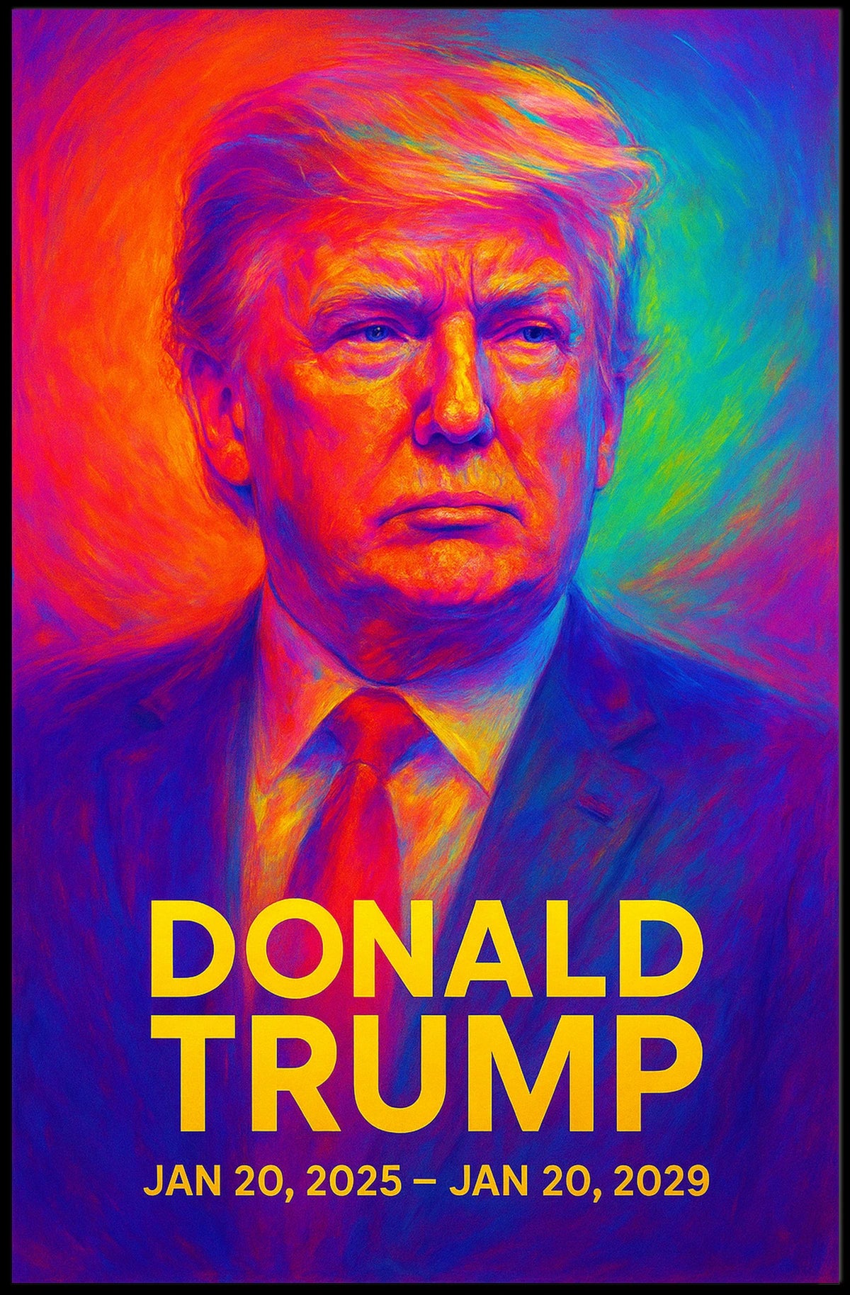 Donald Trump 47th President of the United States Neon Gradient Overlay Poster
