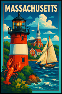 Massachusetts Coastal Charm Wanderlust Poster