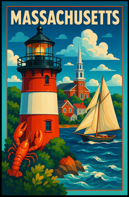 Massachusetts Coastal Charm Wanderlust Poster