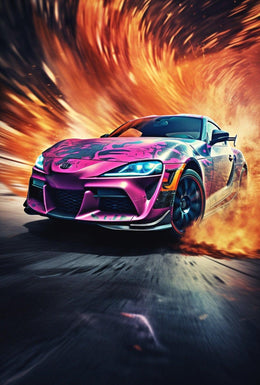 Modern Sports Travel Poster Featuring Dynamic Vehicles