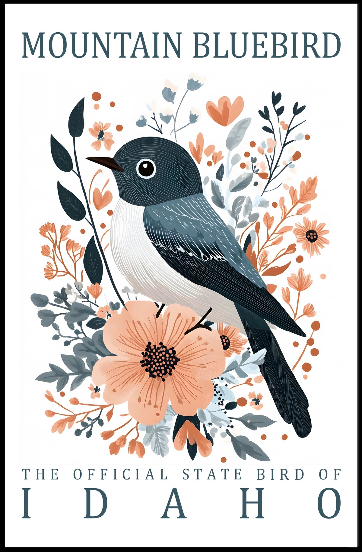 Mountain Bluebird Idaho State Bird Art Poster