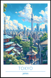 Tokyo's Dynamic Skyline in Vibrant Urban Cityscape Poster