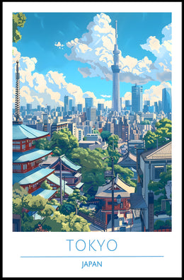 Tokyo's Dynamic Skyline in Vibrant Urban Cityscape Poster