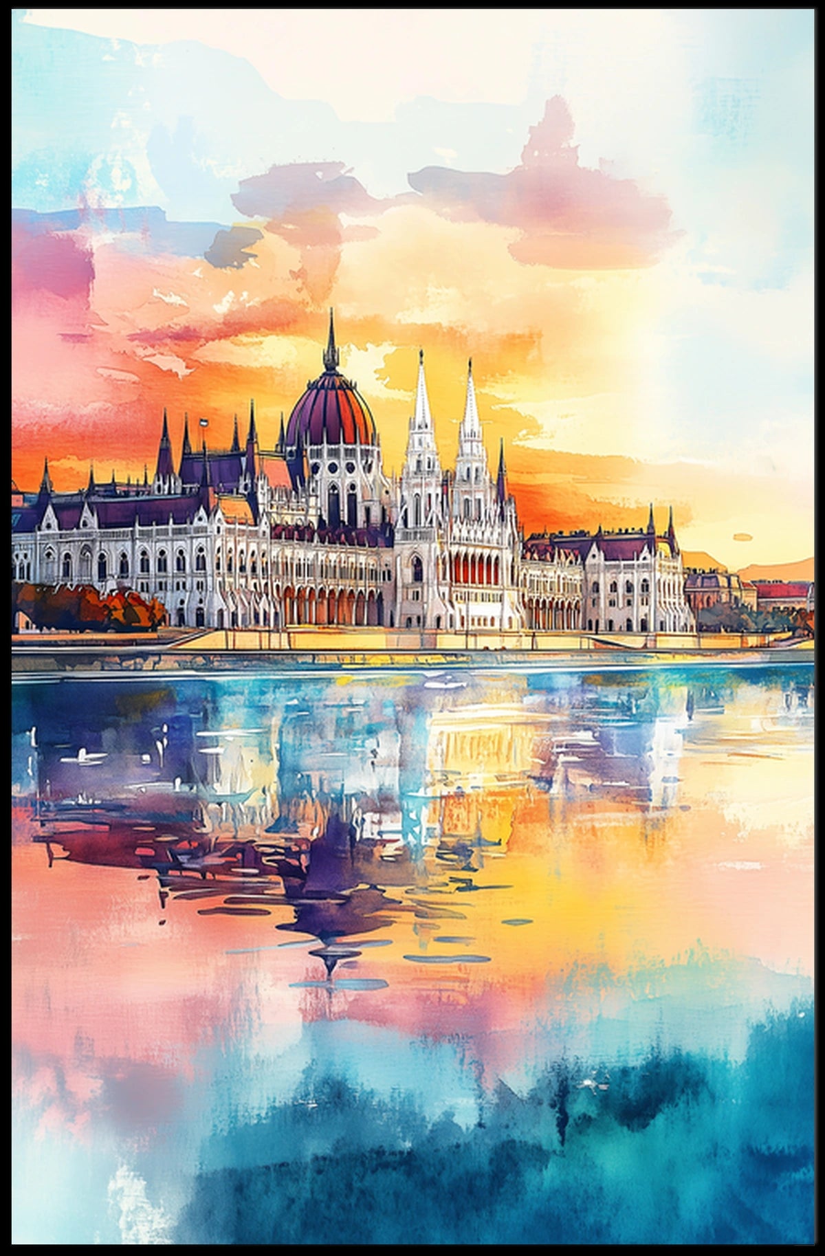 Hungary Budapest Parliament Building River View Poster