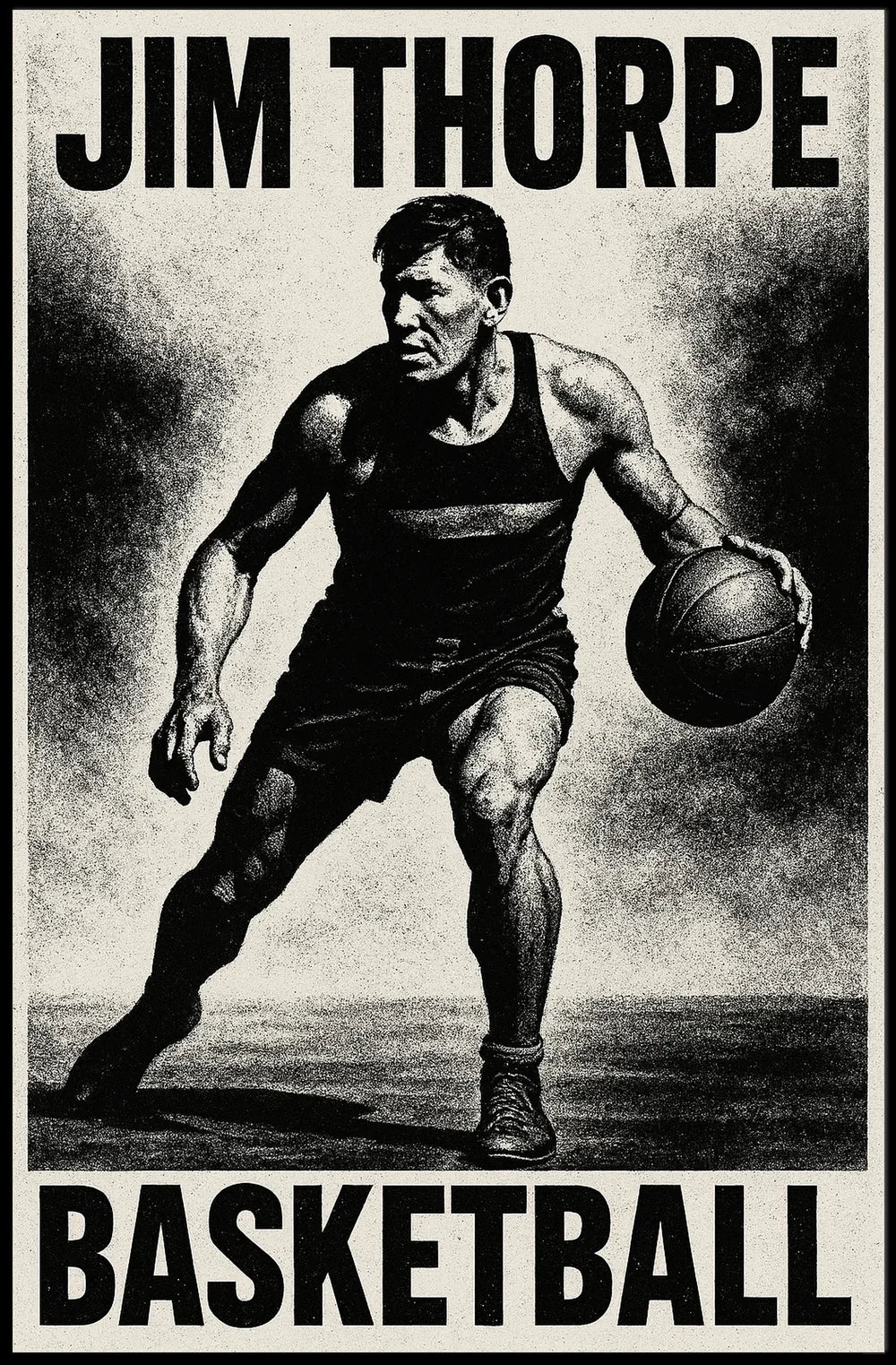 Dynamic Basketball Action Stylized Art Poster