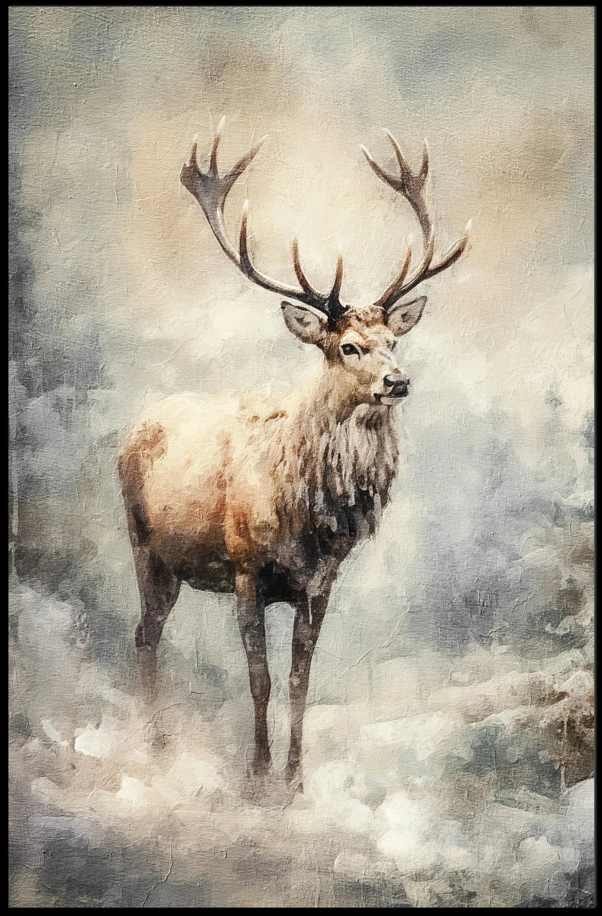 Majestic Elk In Mist Poster