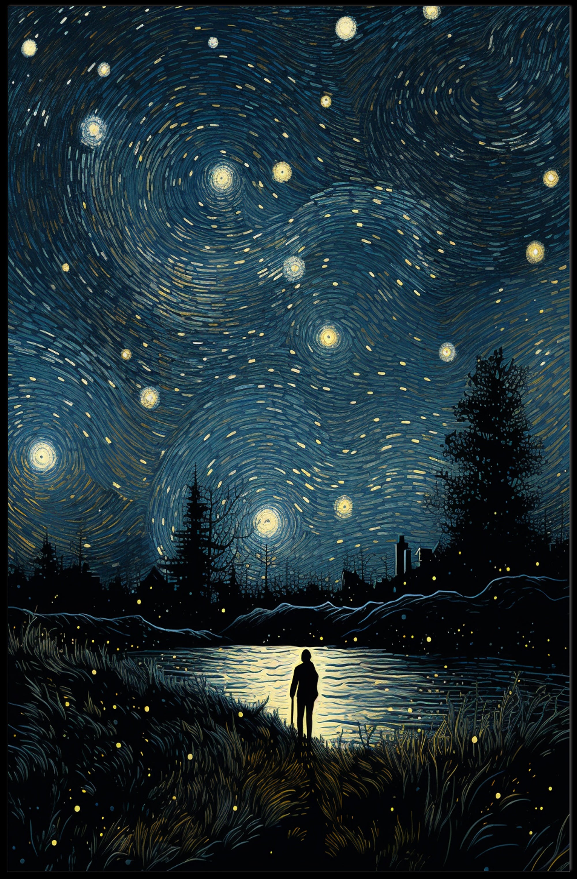 Starry Night Reflections Poster PosterGoat