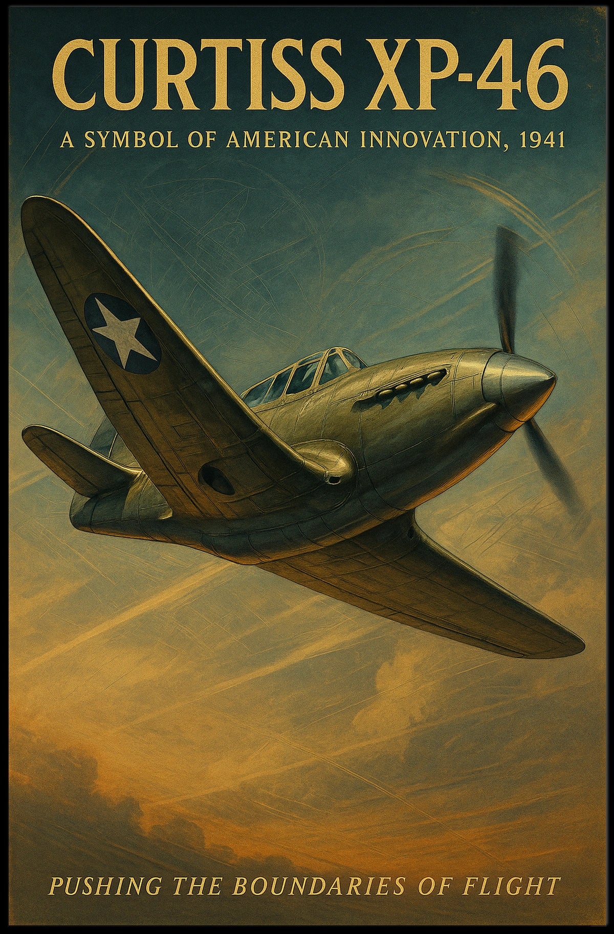 Curtiss XP-46 Vintage WWII Aviation Poster