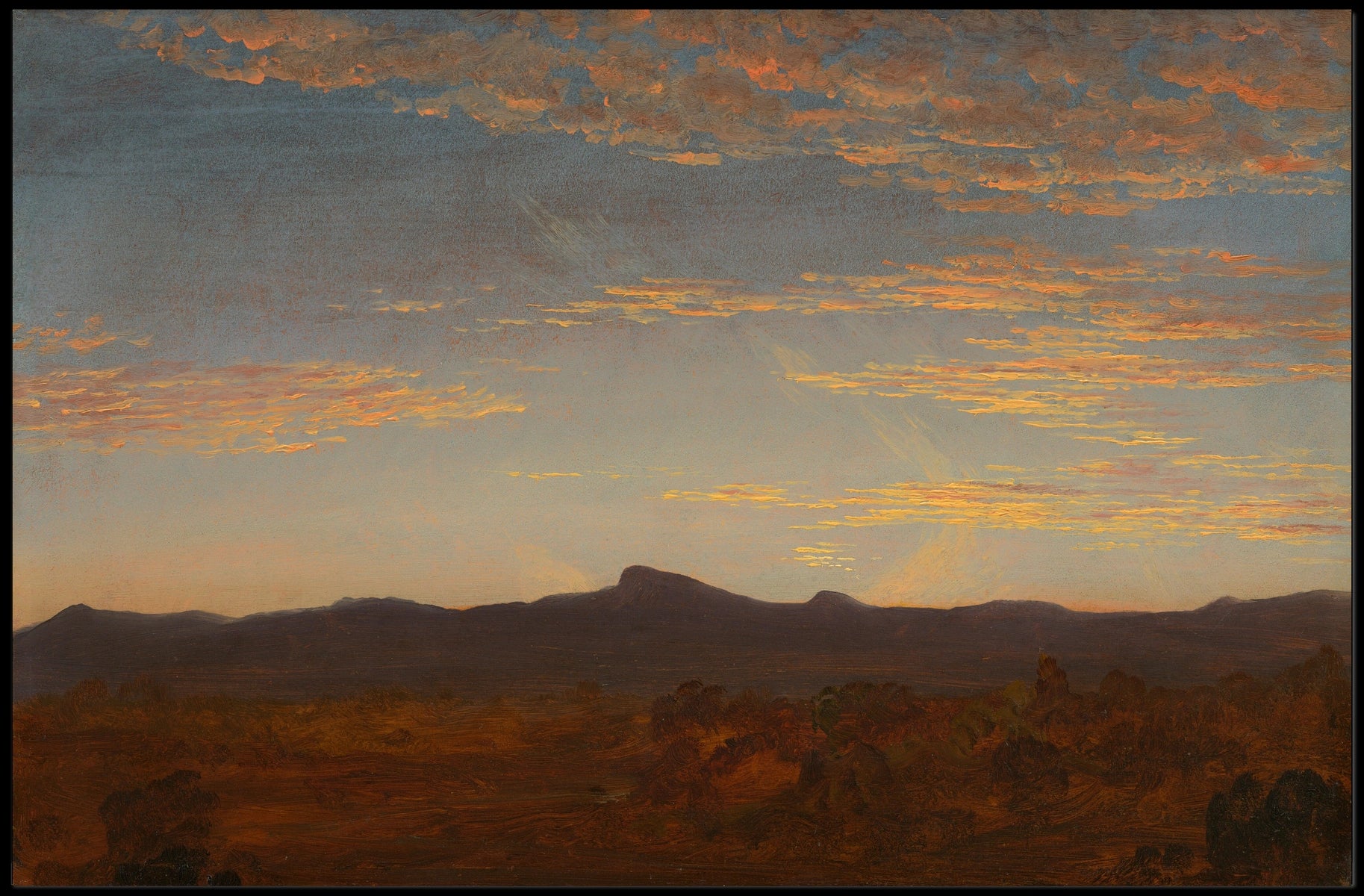 Serene Landscape Painting of Sunset: Artistic Poster