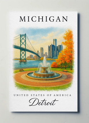 Michigan, Detroit Signature Series Vintage Travel Poster