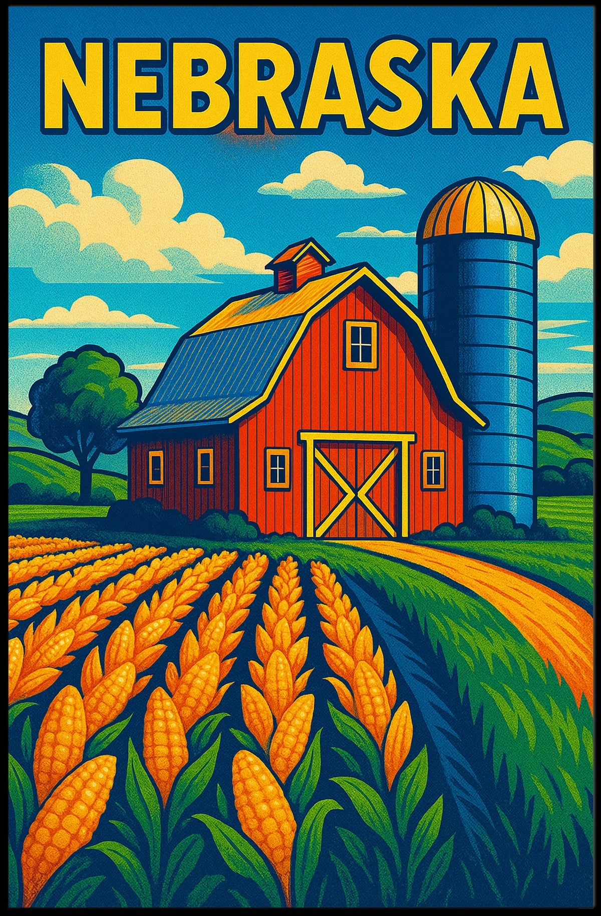Nebraska Farm Scene Poster