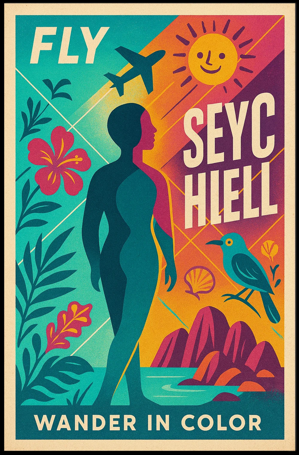 Fly to Seychelles Adventure – Vibrant Travel Poster PosterGoat