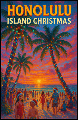 Honolulu Island Christmas Poster