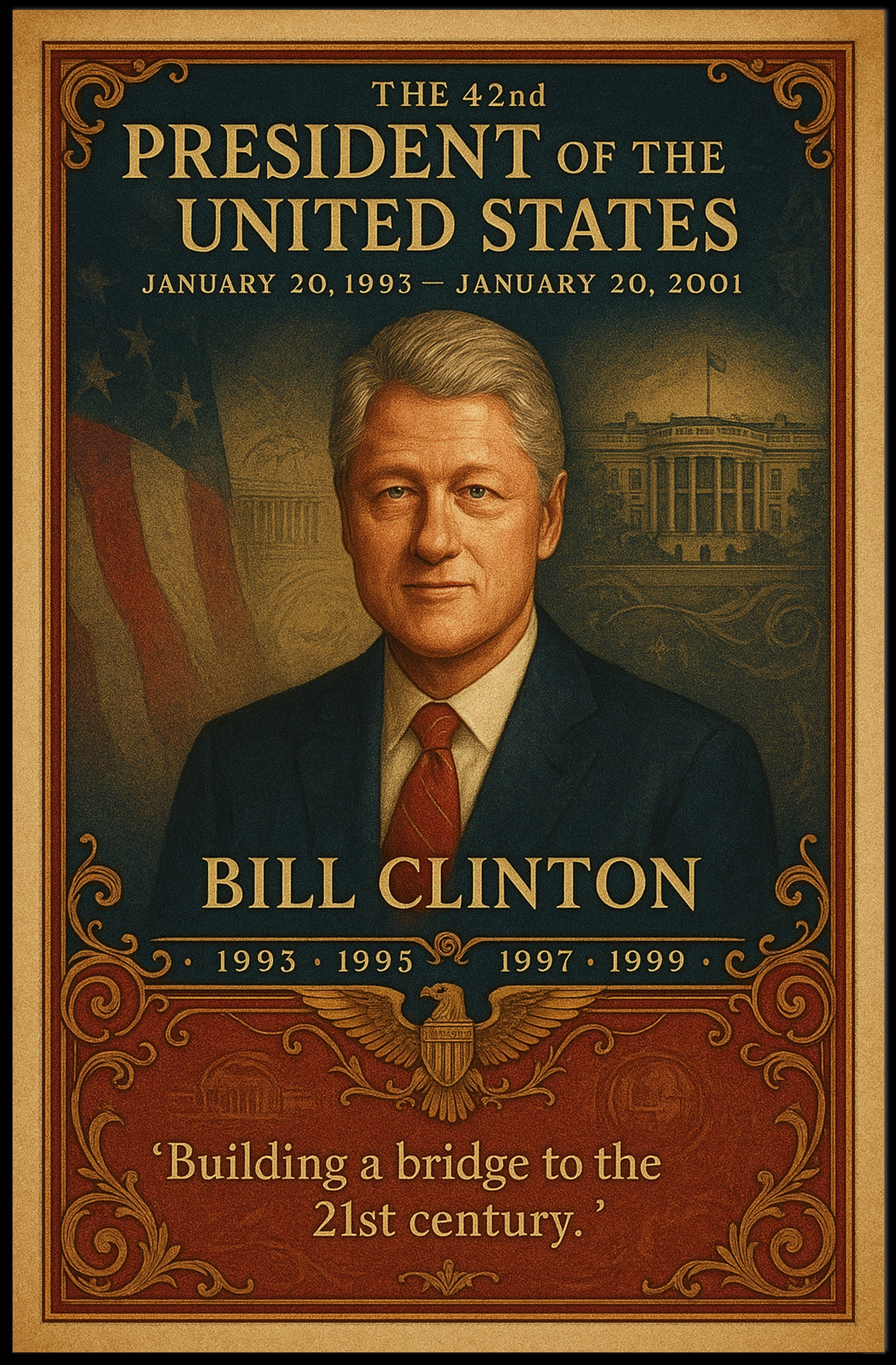 Bill Clinton 42nd President Wall Art Print PosterGoat