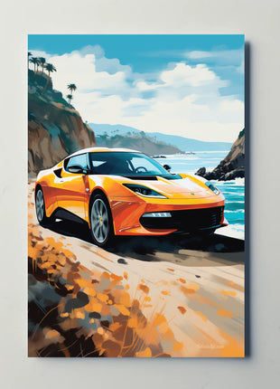 Modern Sports Car Adventure Coastal Road Travel Poster