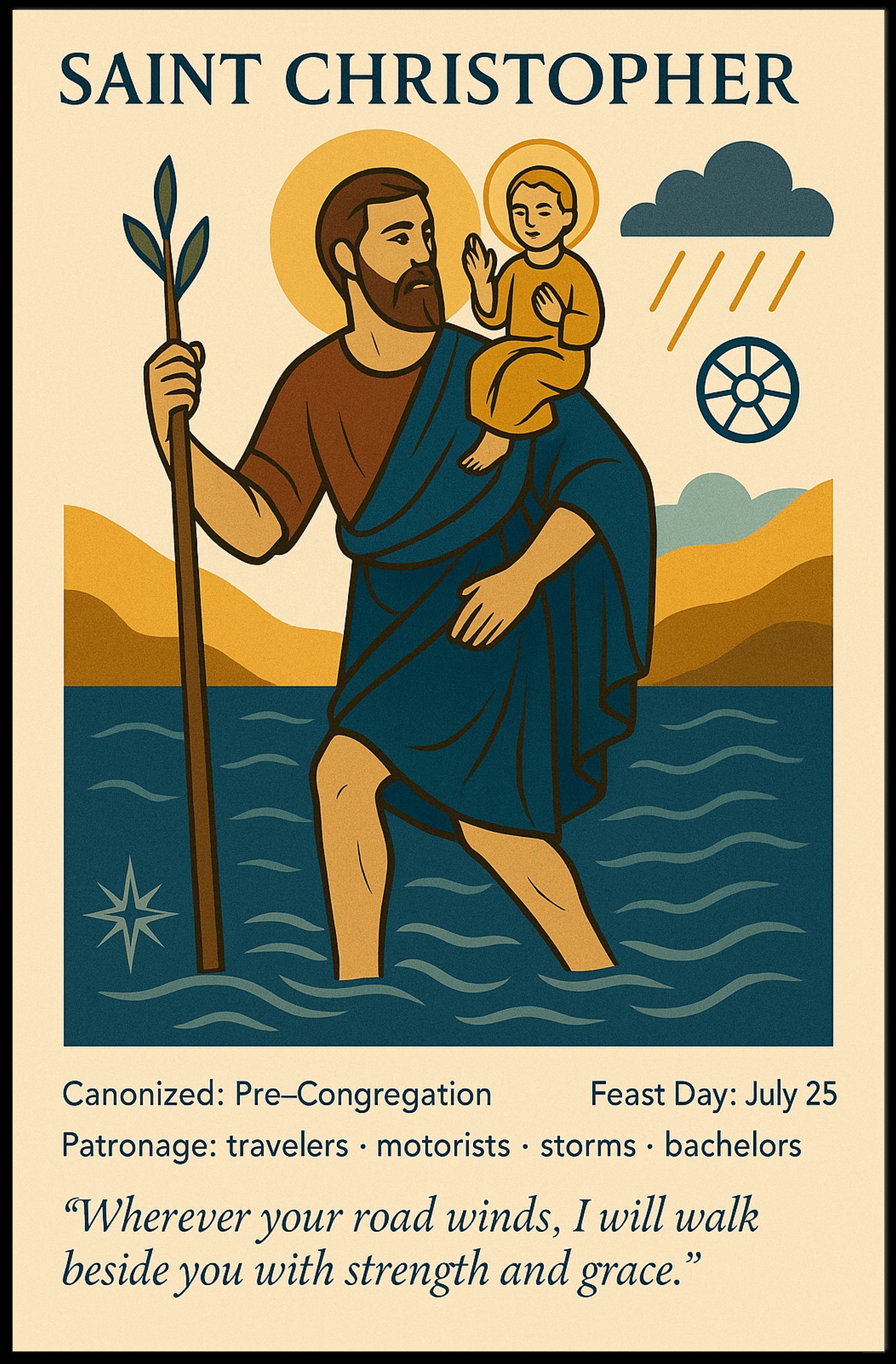 Saint Christopher Vintage Iconography in Mythology Poster