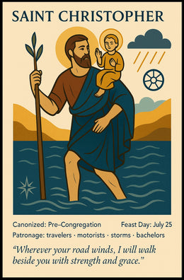 Saint Christopher Vintage Iconography in Mythology Poster