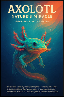 Axolotl Nature Poster Vintage Aquatic Wall Art