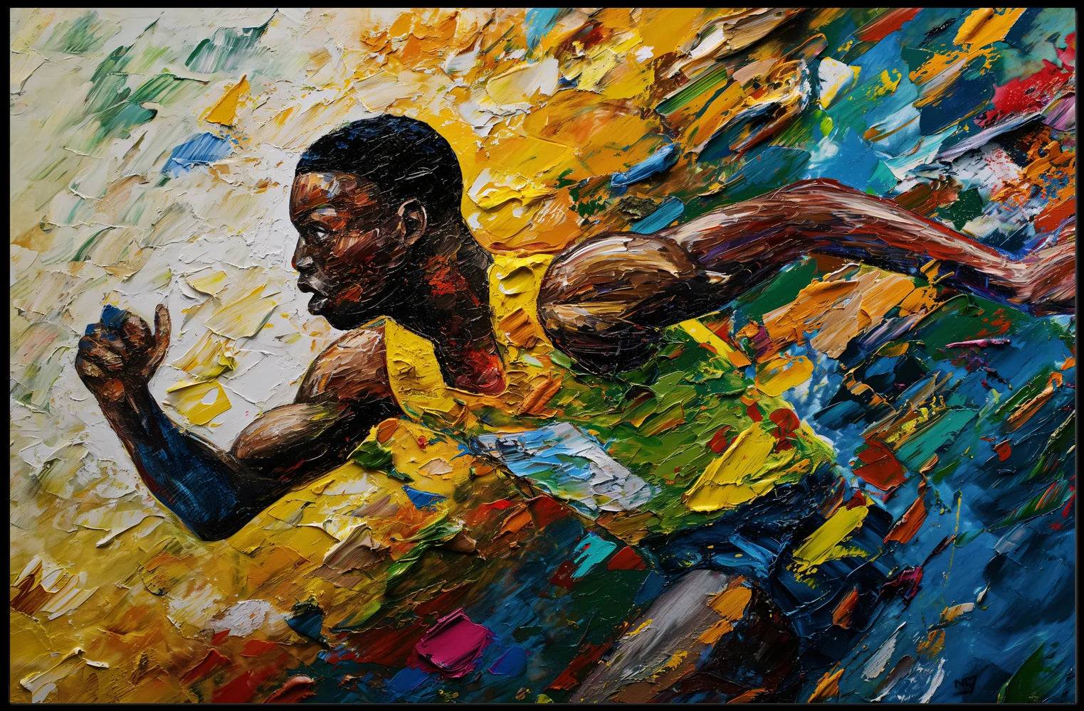 Dynamic Runner: Impressionistic Sports Art Poster Print