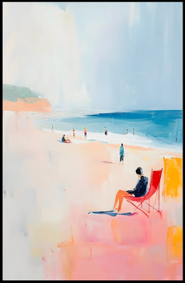 Serene Beach Scene Poster Pastel Coastal Wall Art