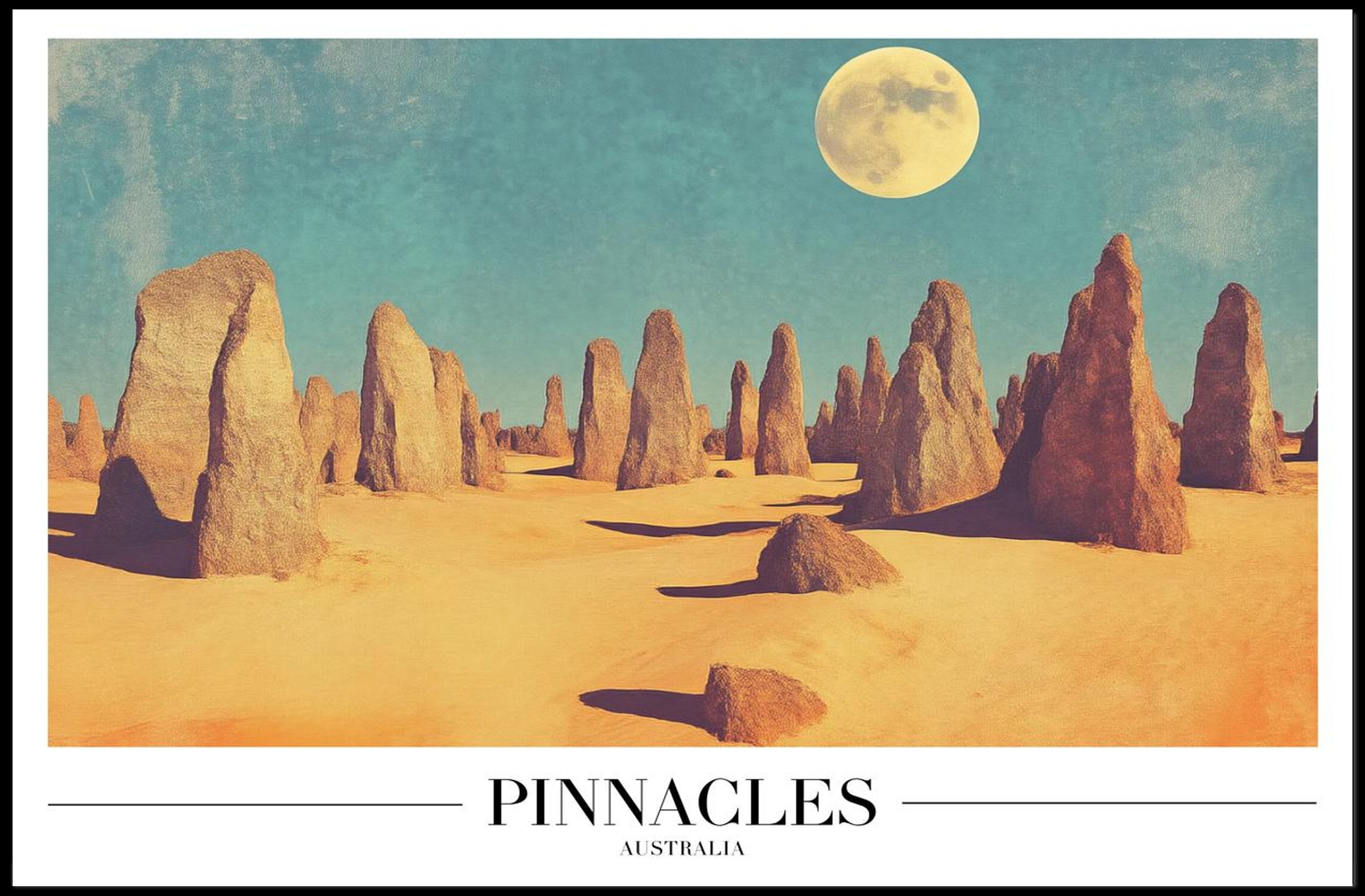 Pinnacles Desert Surreal Landscape Travel Poster