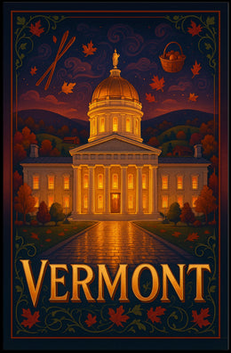 Vermont State Capitol At Dusk Poster