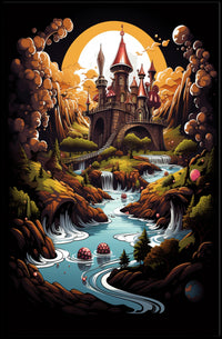 Enchanted Castle in Dreamlike Landscape Fantasy or Mythology Poster