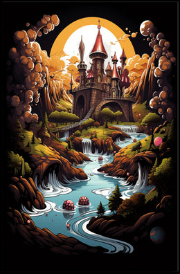 Enchanted Castle in Dreamlike Landscape Fantasy or Mythology Poster