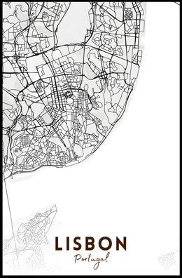 Lisbon Modern Minimalist Map Art Print Urban or Cityscape Poster