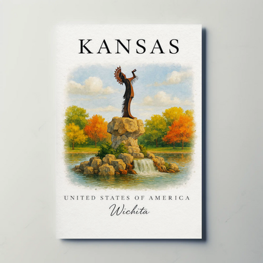Wichita Kansas Keeper Park Autumn Waterfall Poster Poster