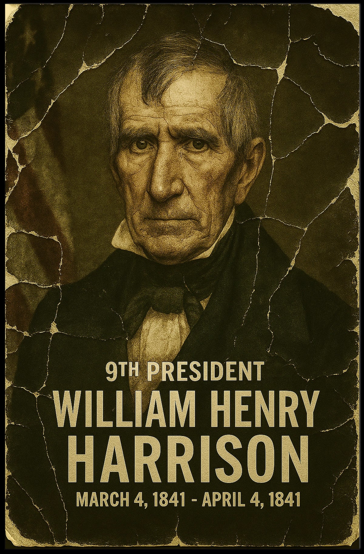 William Henry Harrison 9th President of the United States Damaged Photograph Poster