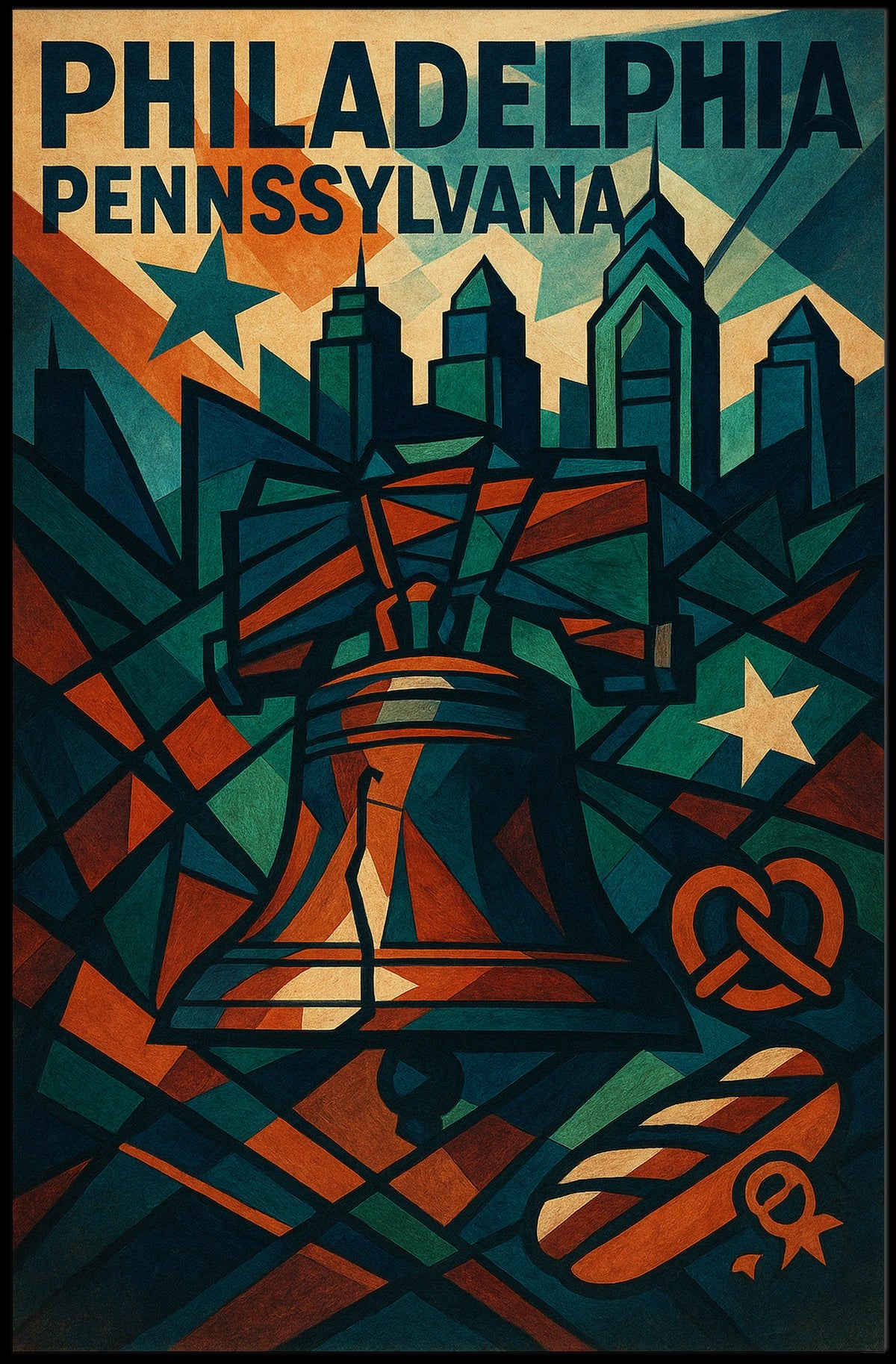 Philadelphia Liberty Bell Abstract Geometric Art Poster