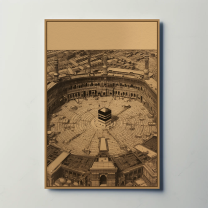 Aerial Kaaba At Mecca Vintage Travel Poster