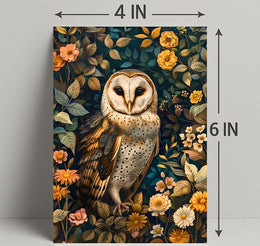 Barn Owl Enchantment in Bloom: Animal Poster