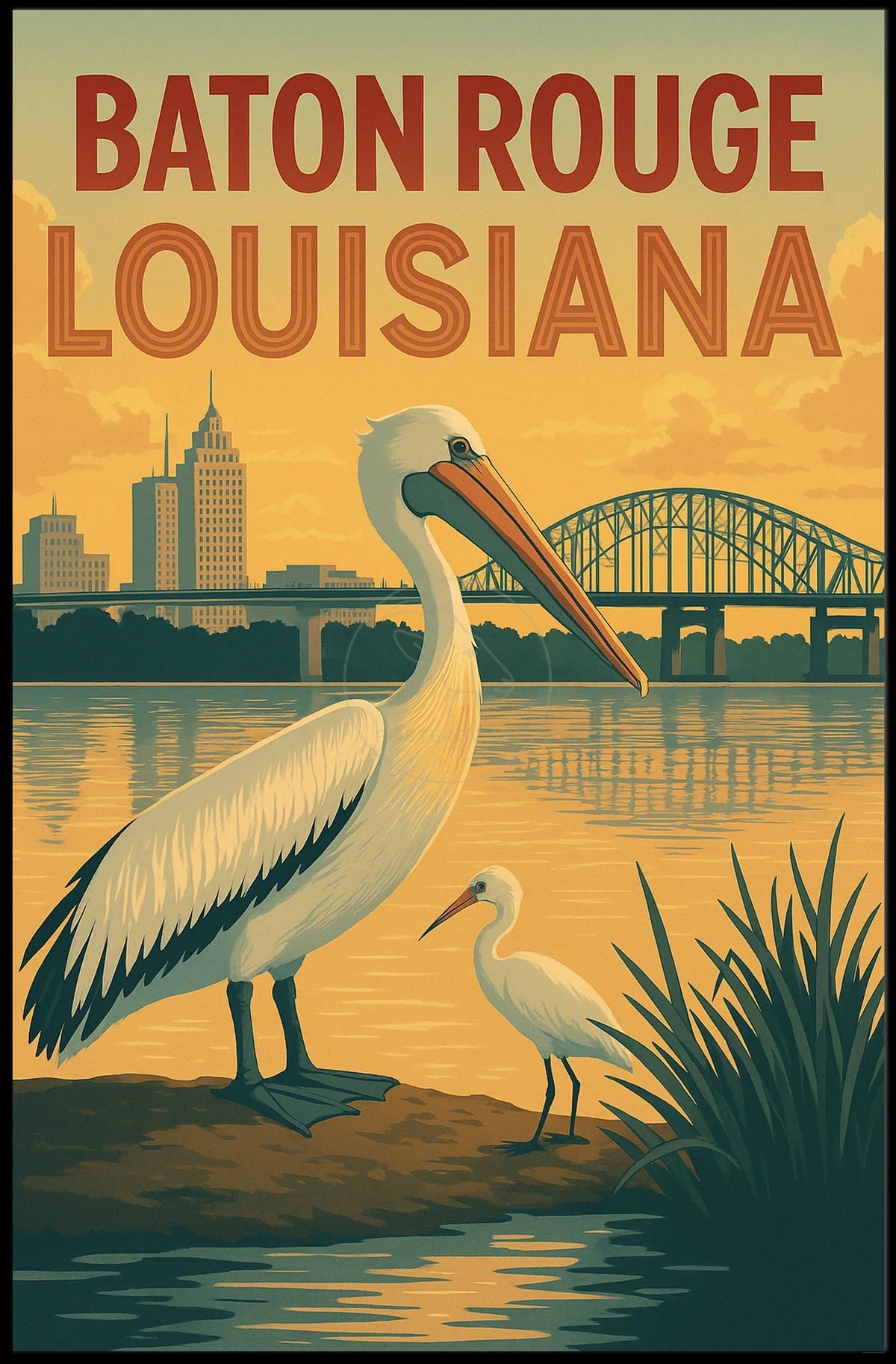 Scenic Baton Rouge Wildlife Travel Poster