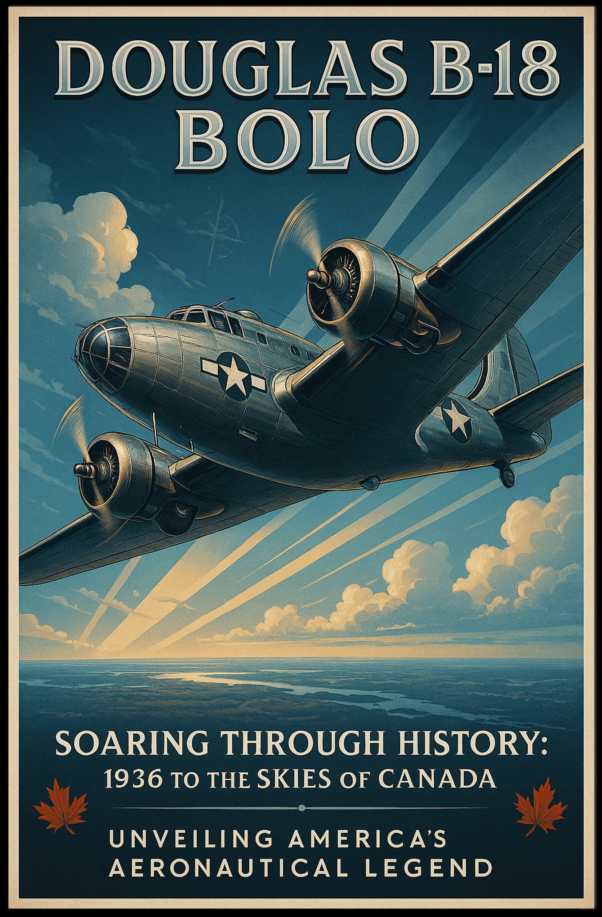 Douglas B18 Bolo Vintage Poster Print Aviation Wall Art