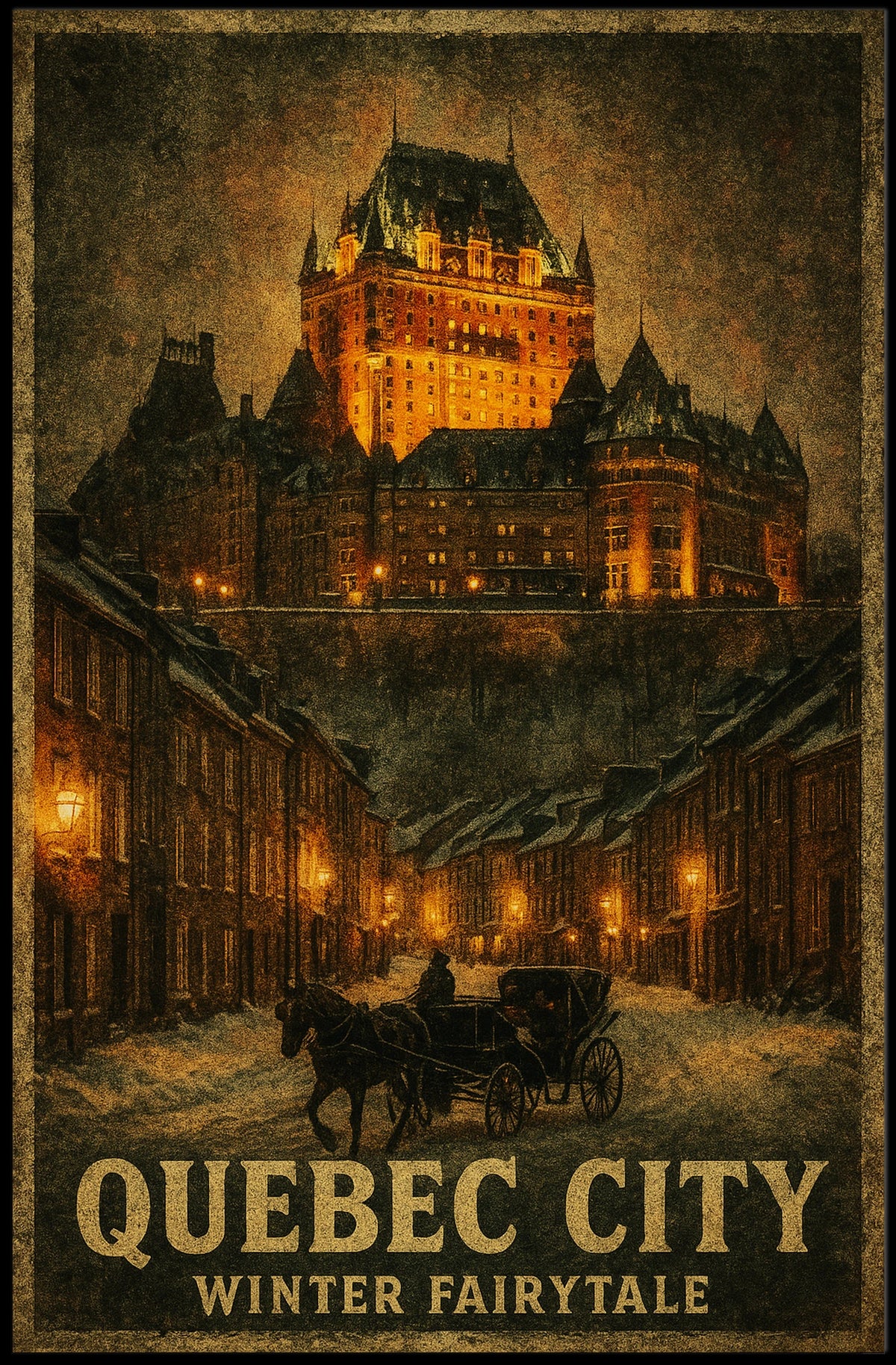 Quebec City Winter Fairytale Poster