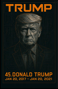 Donald Trump 45th President of the United States Techno Schematic Poster