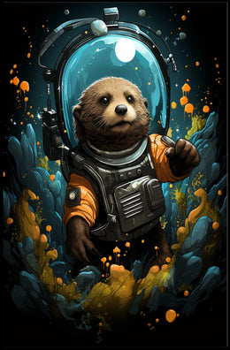 Cosmic Otter Adventure Poster Interstellar Space Journey