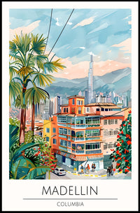 Medellin Cityscape Poster PosterGoat