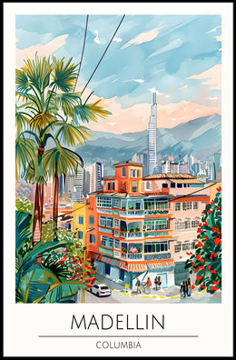 Medellin Cityscape Poster PosterGoat