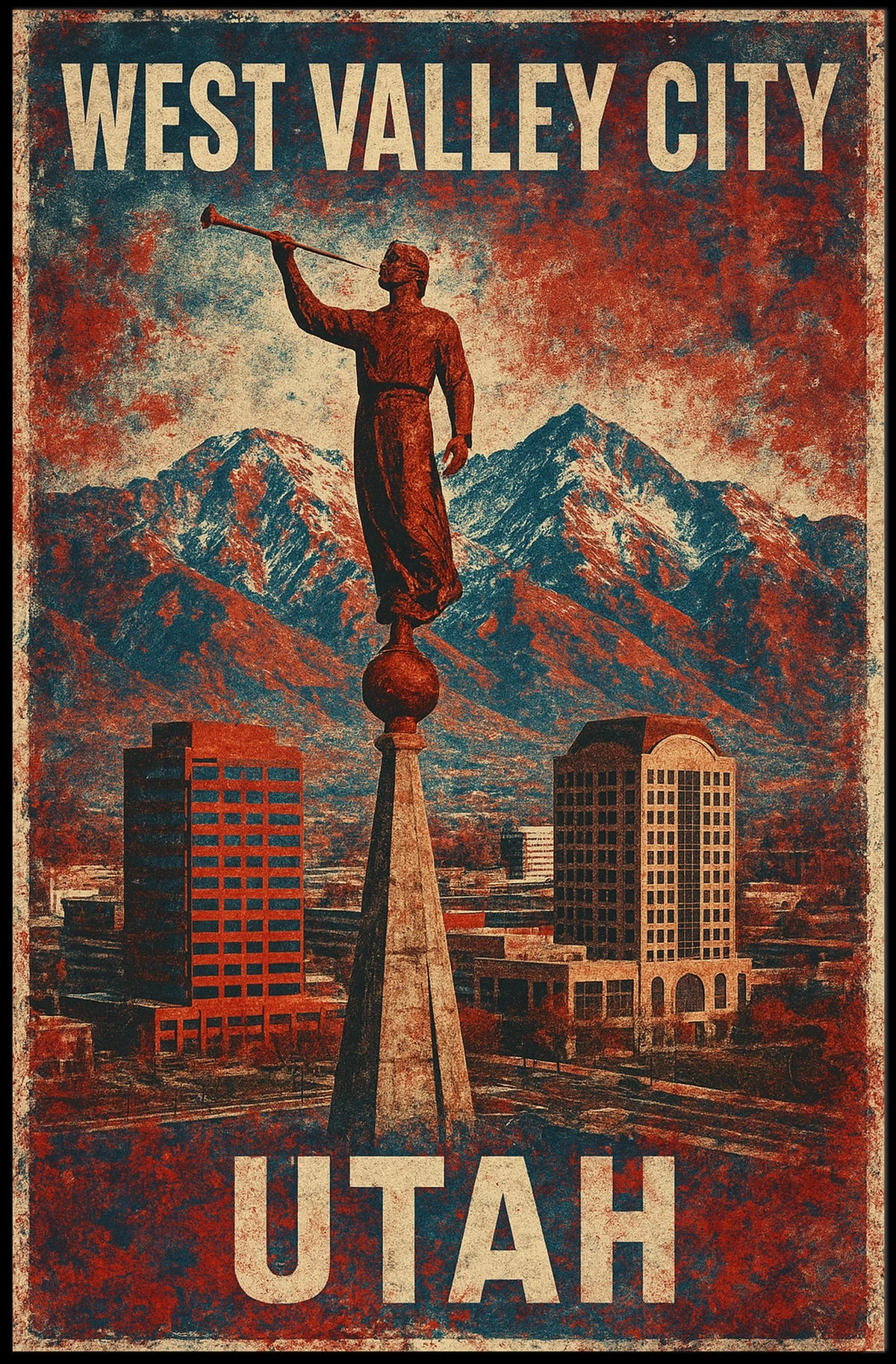 West Valley City Utah Skyline Photography Wanderlust Poster