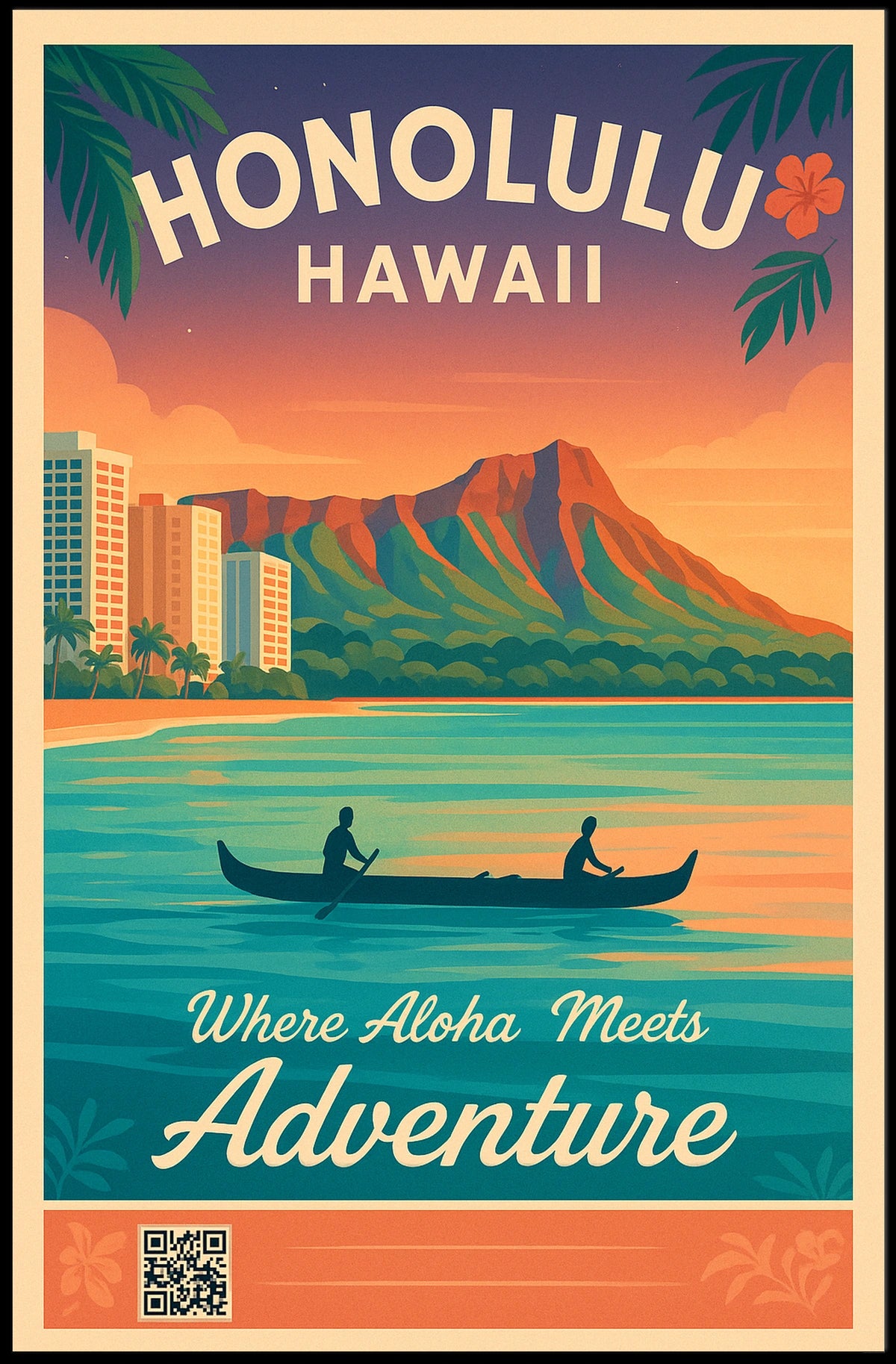 Honolulu Vintage Travel Poster Aloha Meets Adventure