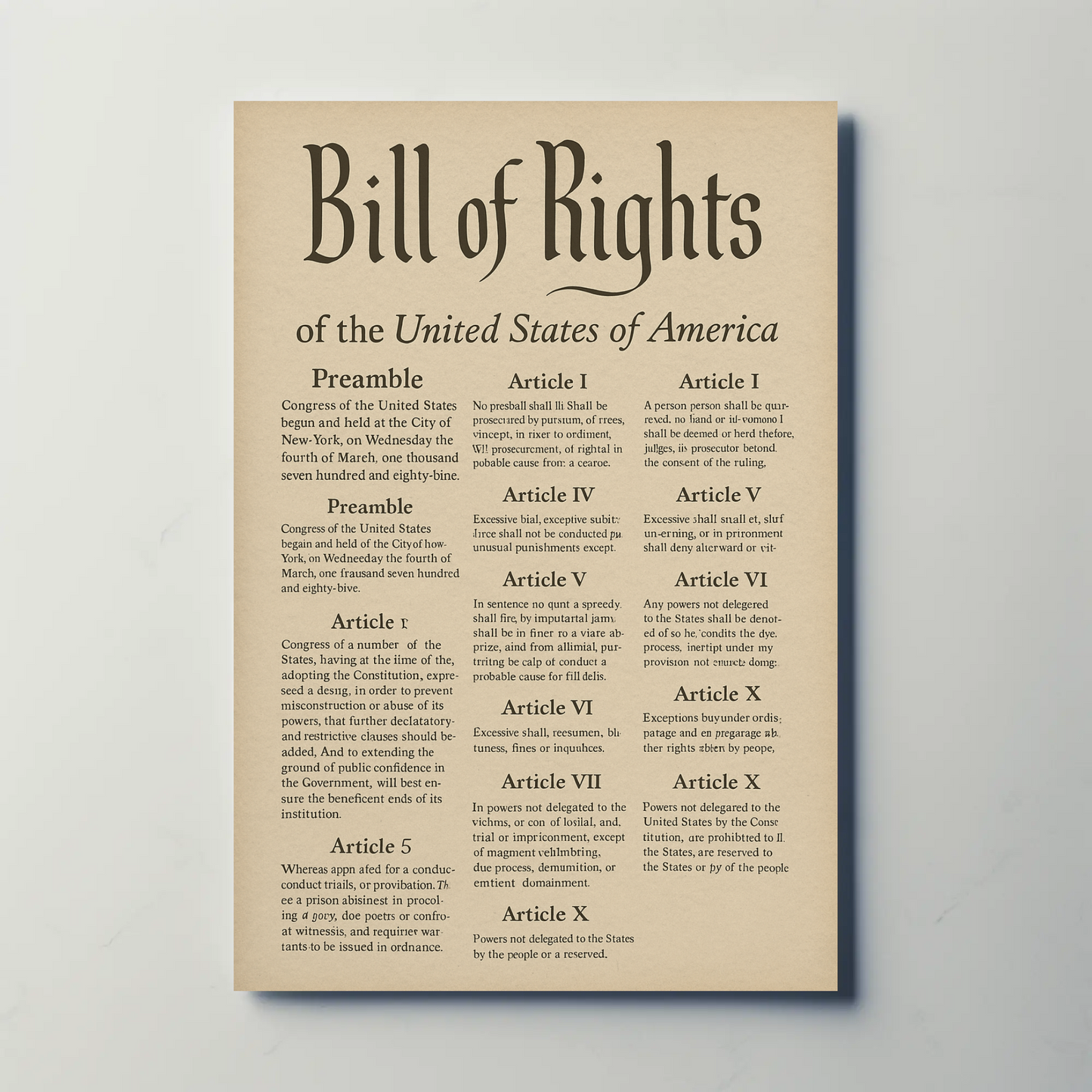 Bill Of Rights United States Poster