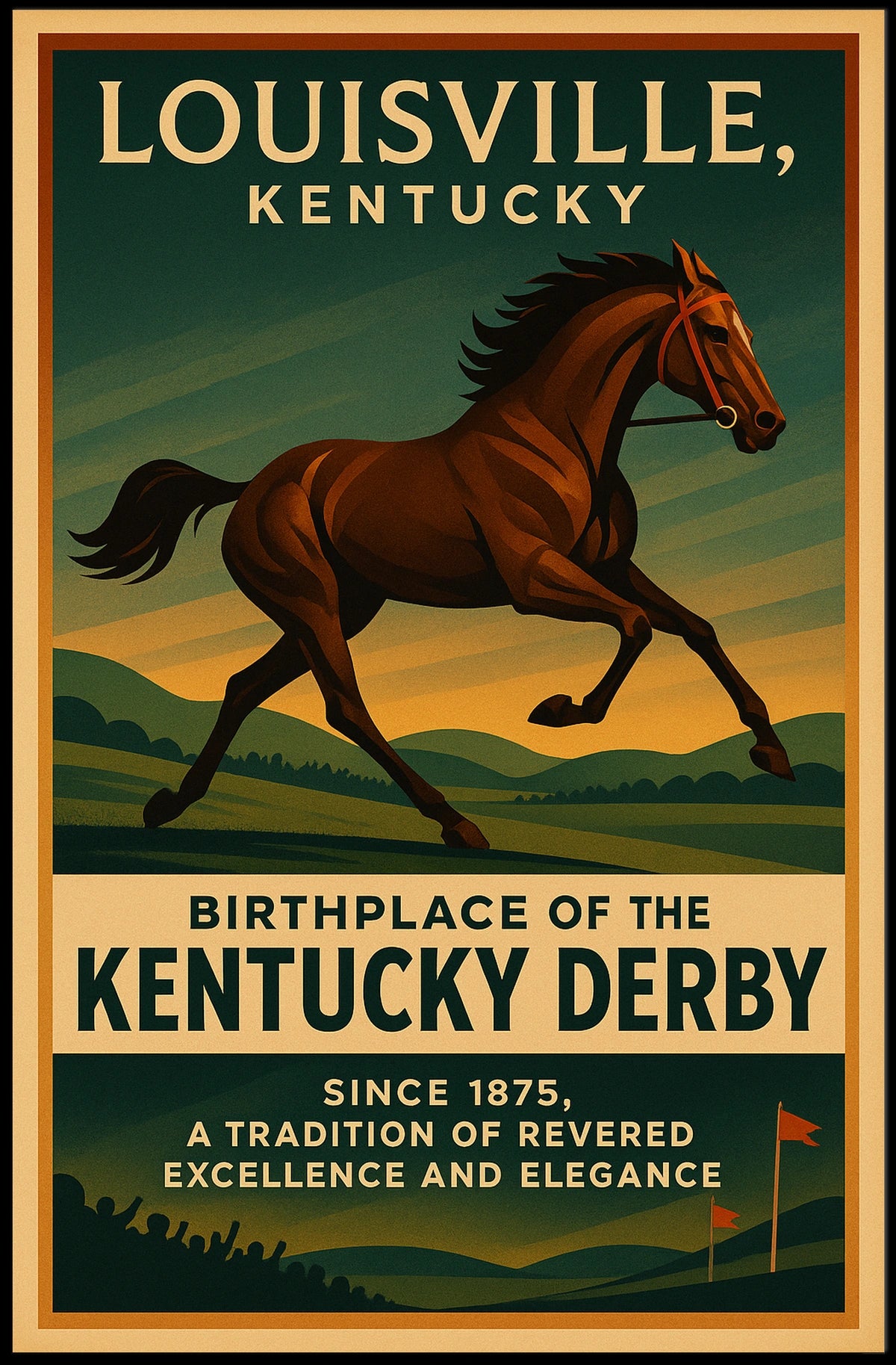 Kentucky Derby Vintage Horse Racing Poster Print